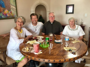 20180401 Easter Potluck Judy, Jim E, Fr Lance, Beatriz